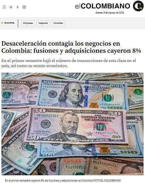 Desaceleracin contagia los negocios en Colombia: fusiones y adquisiciones cayeron 8%